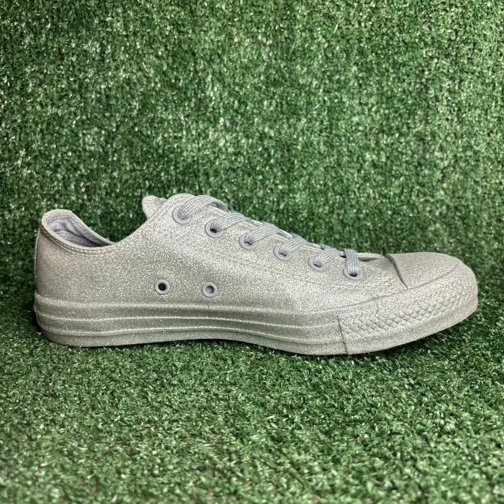 Converse Chuck Taylor All Star Glitter Sparkle Low Top Sneaker Silver Women Sz 9 - Picture 6 of 12